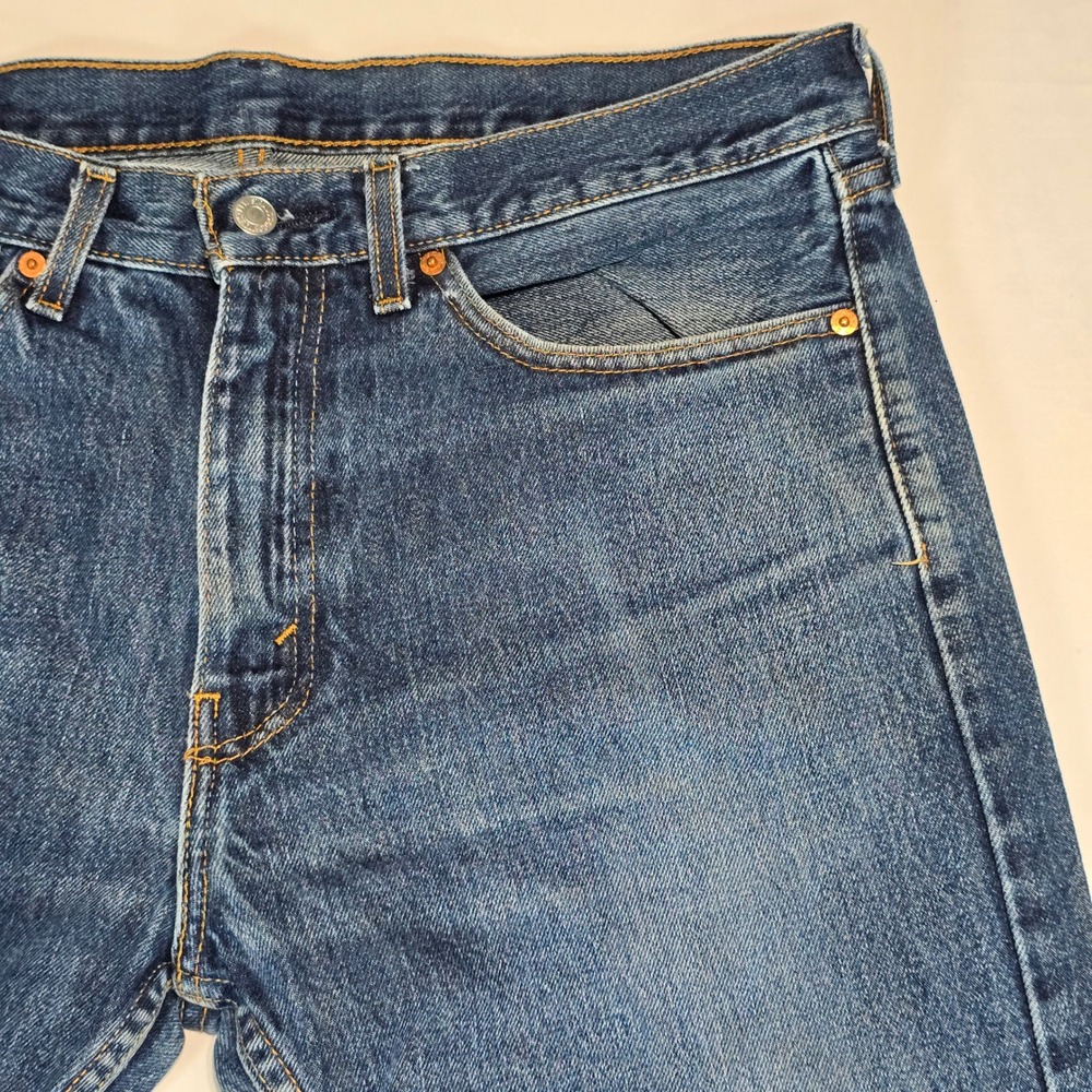 Levis 505 Regular Fit Straight Leg Jeans Mens 34x29 Blue Denim 00505-0216 - Picture 4 of 16